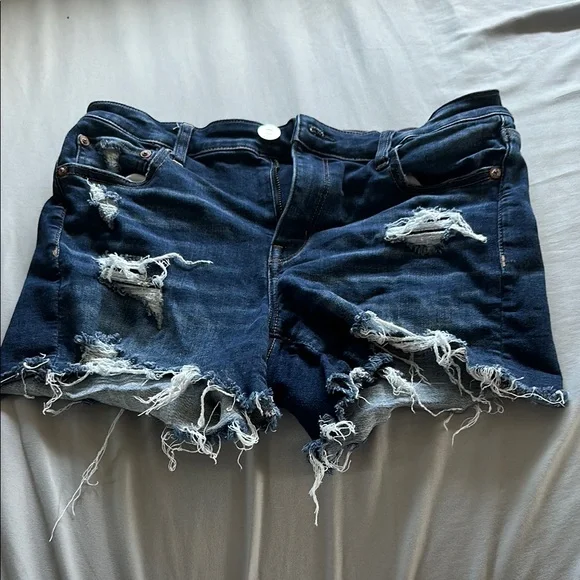 American Eagle Outfitters Blue Distressed Jean Shorts - Picture 1 of 6